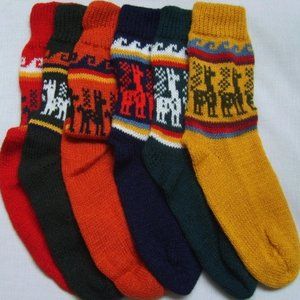 Alpaca Socks, warm and comfortable, 100% Alpaca wool yarn socks, bright colors.